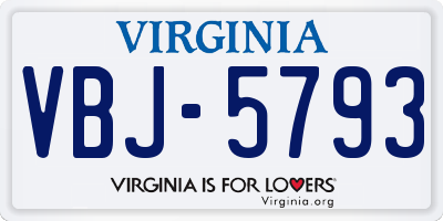 VA license plate VBJ5793