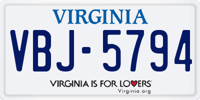VA license plate VBJ5794
