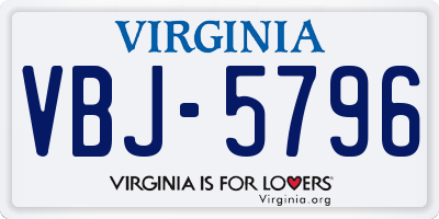 VA license plate VBJ5796