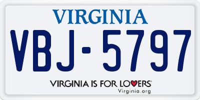 VA license plate VBJ5797