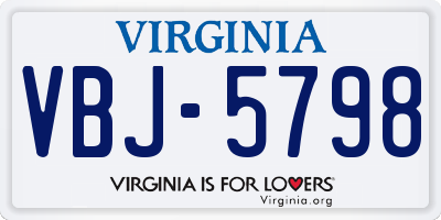 VA license plate VBJ5798