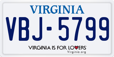 VA license plate VBJ5799