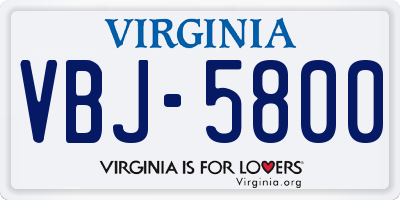 VA license plate VBJ5800