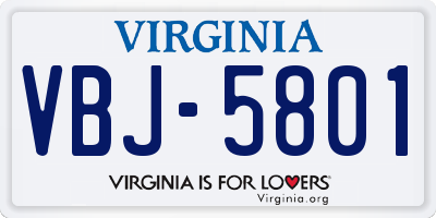 VA license plate VBJ5801