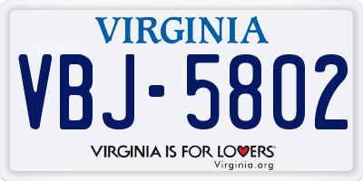 VA license plate VBJ5802