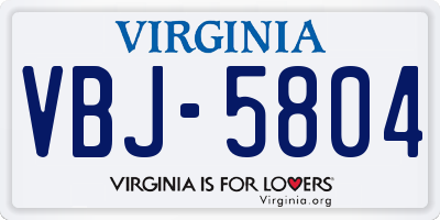 VA license plate VBJ5804