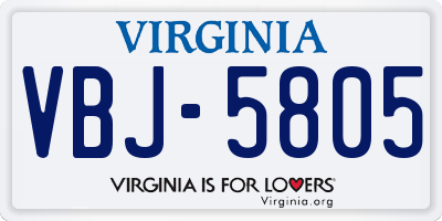 VA license plate VBJ5805