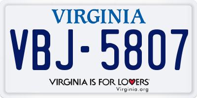 VA license plate VBJ5807