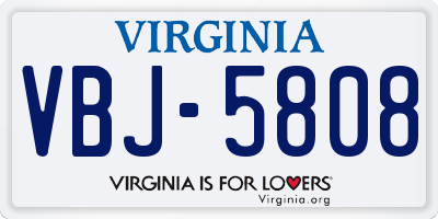 VA license plate VBJ5808