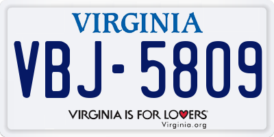 VA license plate VBJ5809