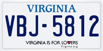 VA license plate VBJ5812
