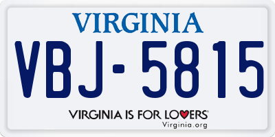 VA license plate VBJ5815