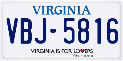 VA license plate VBJ5816