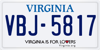 VA license plate VBJ5817