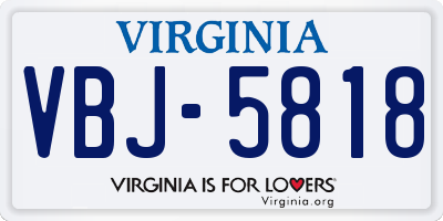 VA license plate VBJ5818