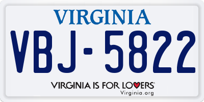 VA license plate VBJ5822