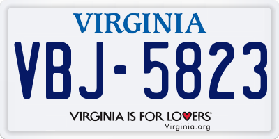 VA license plate VBJ5823
