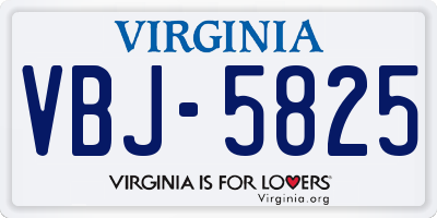 VA license plate VBJ5825