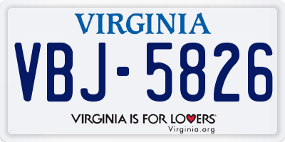 VA license plate VBJ5826