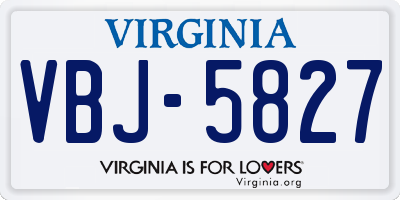 VA license plate VBJ5827
