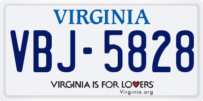 VA license plate VBJ5828