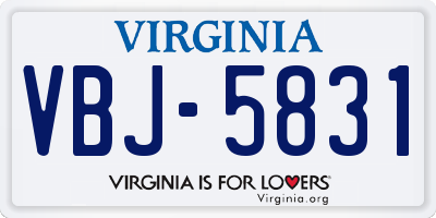 VA license plate VBJ5831