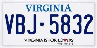 VA license plate VBJ5832