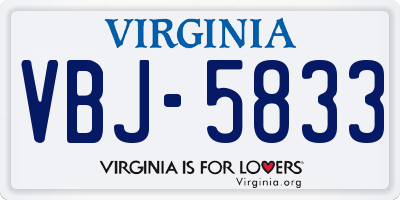 VA license plate VBJ5833