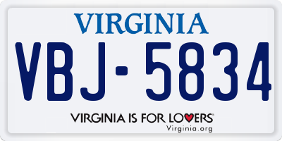 VA license plate VBJ5834