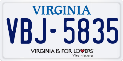 VA license plate VBJ5835