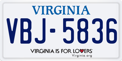 VA license plate VBJ5836