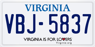 VA license plate VBJ5837