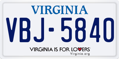 VA license plate VBJ5840