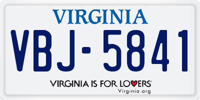 VA license plate VBJ5841