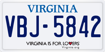 VA license plate VBJ5842