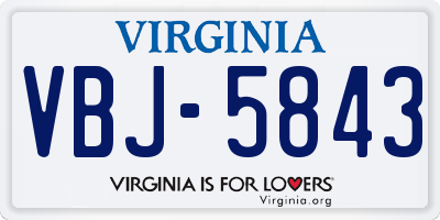VA license plate VBJ5843