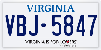 VA license plate VBJ5847