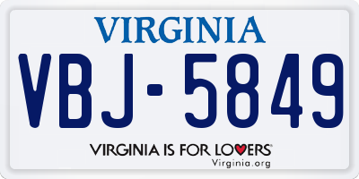 VA license plate VBJ5849