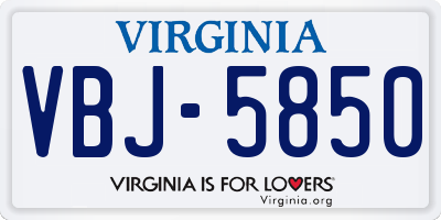 VA license plate VBJ5850
