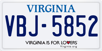 VA license plate VBJ5852