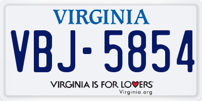 VA license plate VBJ5854