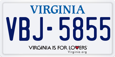 VA license plate VBJ5855
