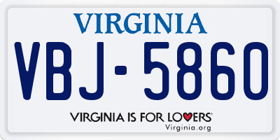 VA license plate VBJ5860