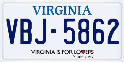 VA license plate VBJ5862