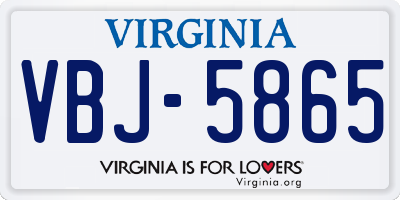VA license plate VBJ5865