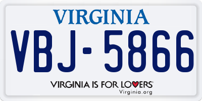 VA license plate VBJ5866