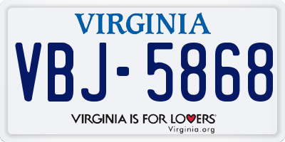 VA license plate VBJ5868