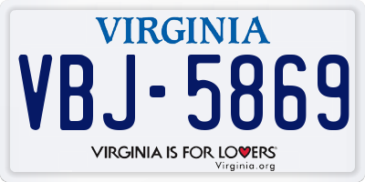VA license plate VBJ5869
