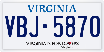 VA license plate VBJ5870