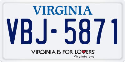 VA license plate VBJ5871